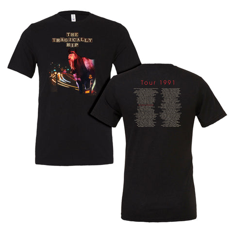 Live At The Roxy black unisex t-shirt with 1991 tour dates on back.